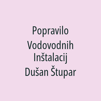 Popravilo Vodovodnih Inštalacij Dušan Štupar - Logotip