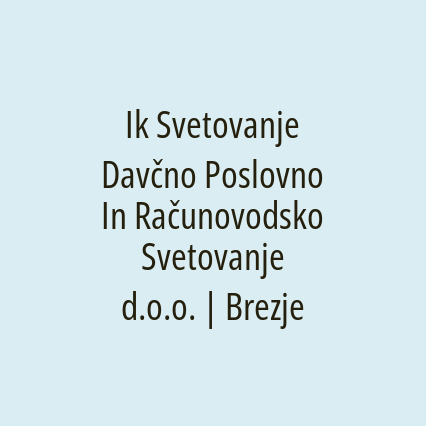 Ik Svetovanje Davčno Poslovno In Računovodsko Svetovanje d.o.o. | Brezje - Logotip