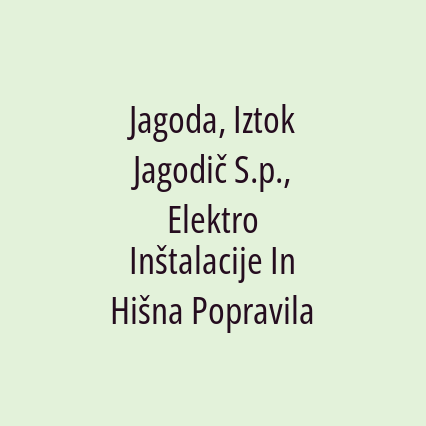 Jagoda, Iztok Jagodič S.p., Elektro Inštalacije In Hišna Popravila - Logotip