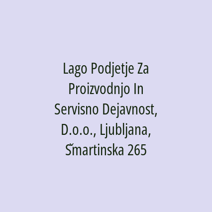 Lago Podjetje Za Proizvodnjo In Servisno Dejavnost, D.o.o., Ljubljana, Šmartinska 265 - Logotip