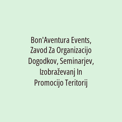 Bon'Aventura Events, Zavod Za Organizacijo Dogodkov, Seminarjev, Izobraževanj In Promocijo Teritorija - Logotip