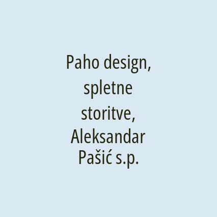 Paho design, spletne storitve, Aleksandar Pašić s.p.