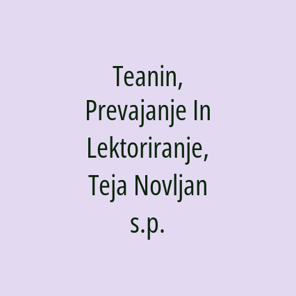 Teanin, Prevajanje In Lektoriranje, Teja Novljan s.p.